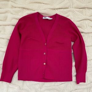 NWOT Zara v-neck fitted button-up sweater